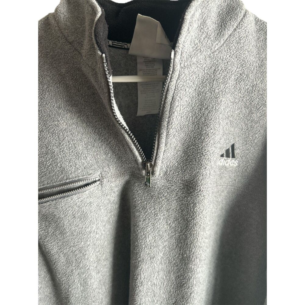 Adidas  Gray Fleece Quarter-Zip Pullover Size M.